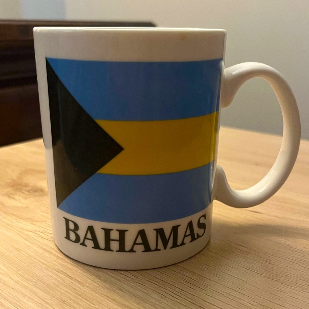 Bahamas Flag "My Cafe" Coffee Mug Blue, Yellow & Black-Dishwasher Microwave Safe